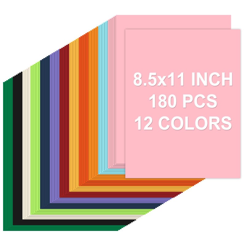 Aidunmis 180 Sheets Colored Cardstock Paper 8.5 x 11, 12 Colors Construction Paper, Colored Cardstock Printer Paper 8.5 x 11, 200 GSM Colored Card Stock Paper for Printing, DIY Crafts, Card Making - Image 1
